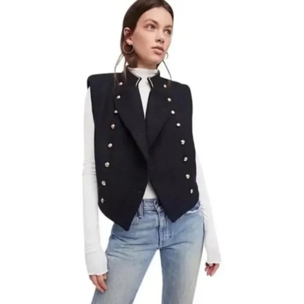 Free People Cropped Military Vest